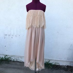 Strapless lace high low dress